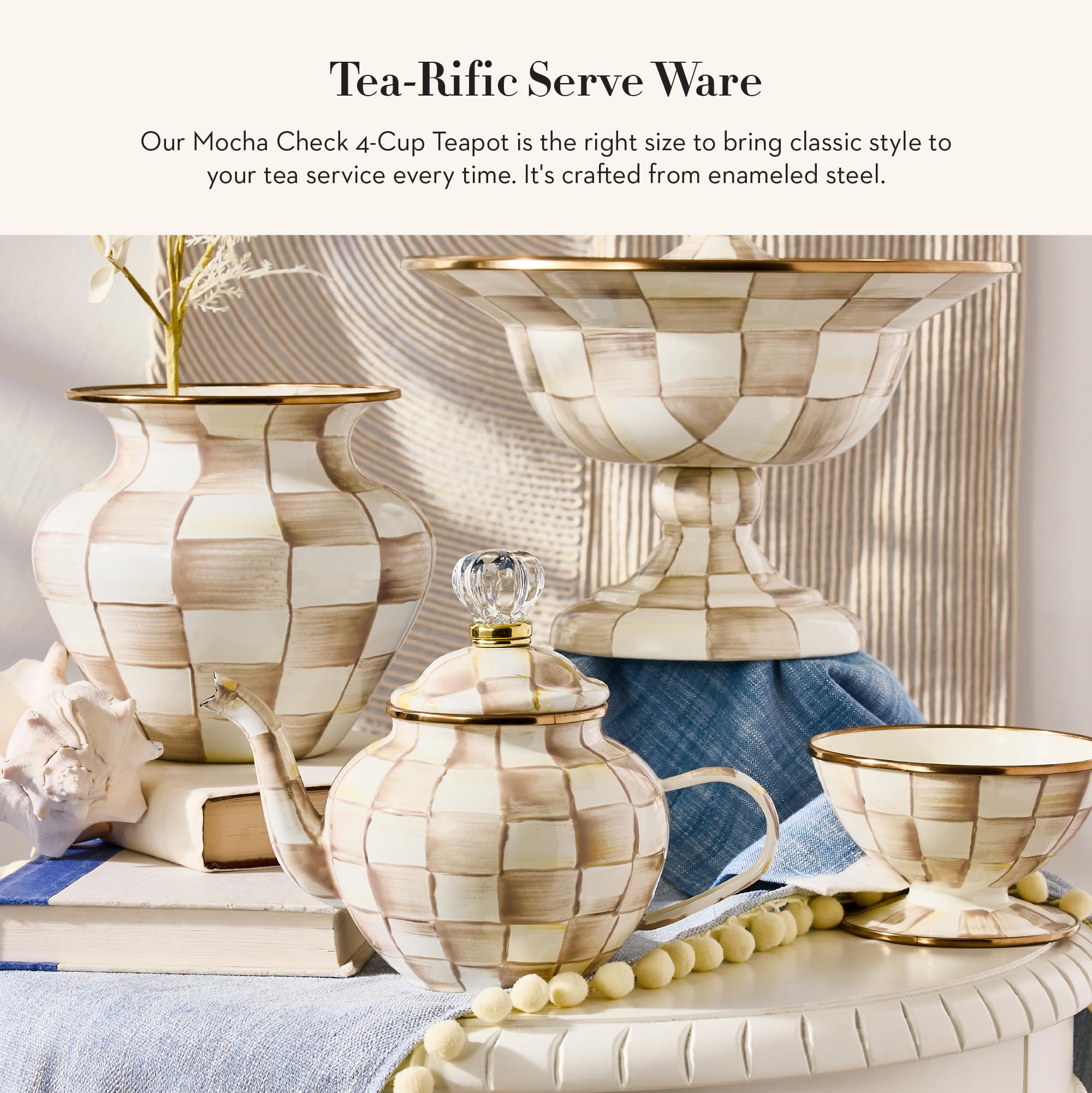 Amazon.com | MACKENZIE-CHILDS Enamel Teapot, Cute Small Teapot